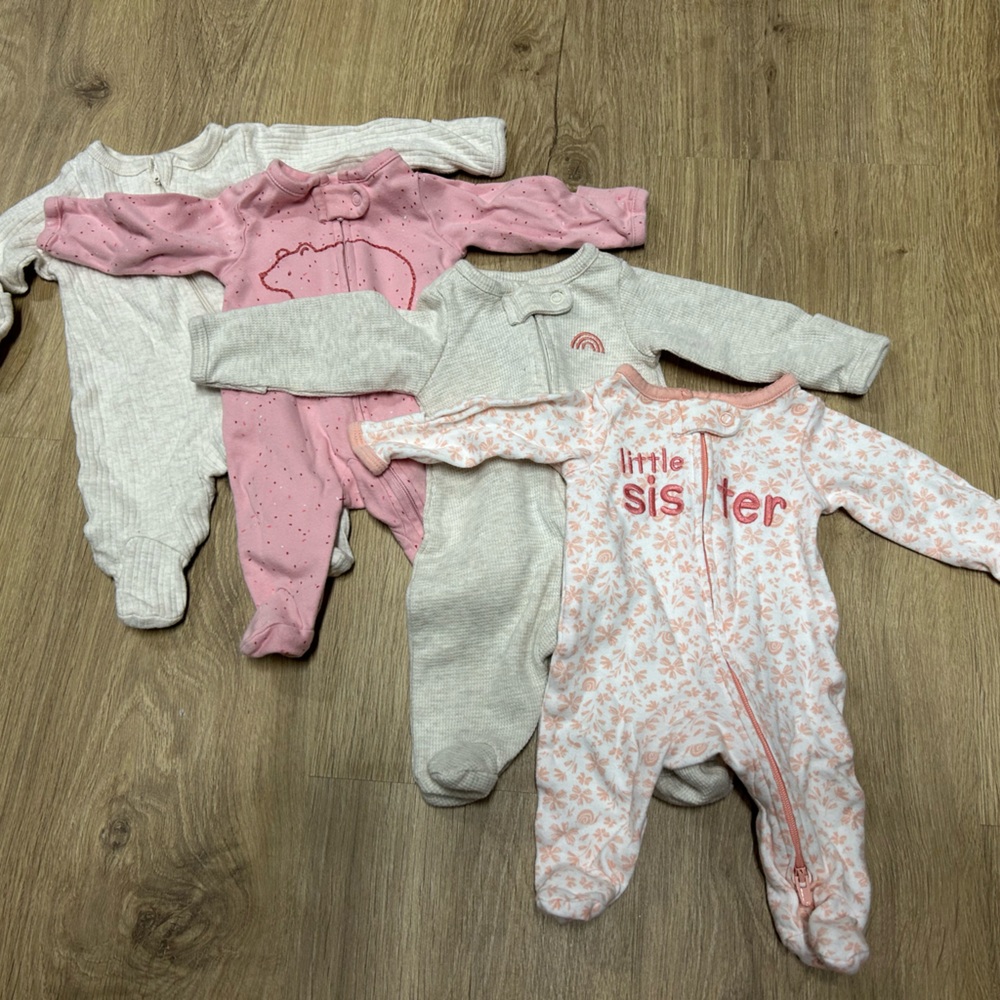 Carter's Pink and Gray Zippered Footies